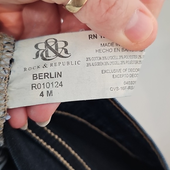 Rock & Republic Darkwash Berlin Skinny Jeans Womens Size 4M Stretch Jean - Picture 5 of 7